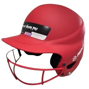 Rip-It Vision Pro Matte Softball Batting Helmet with Mask Scarlet Red S/M